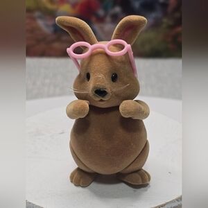 Flocked Bunny Rabbit with Pink Glasses Figure Toy [ Read Details ]
